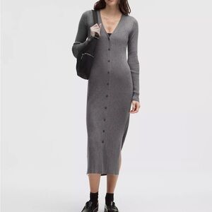 Lululemon Micro Cable Merino-Blend Buttoned Midi Dress